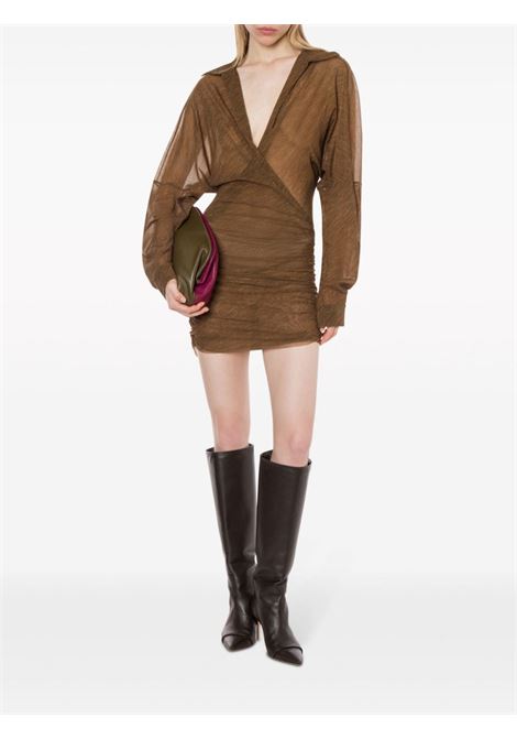 Brown wrap-design ruched mini dress Philosophy di Lorenzo Serafini - women PHILOSOPHY DI LORENZO SERAFINI | 044657380095